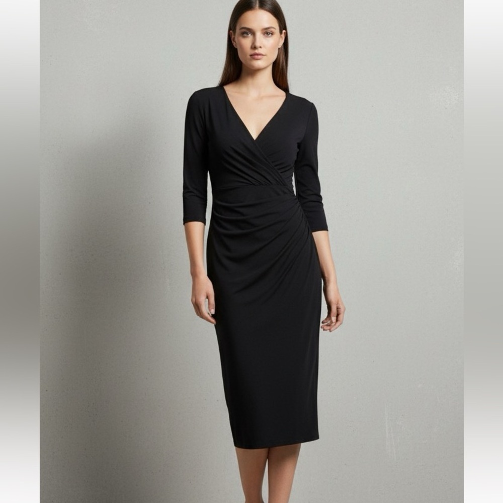 Lauren Ralph Lauren Y2K size 6 black stretch jersey dress classic Officecore